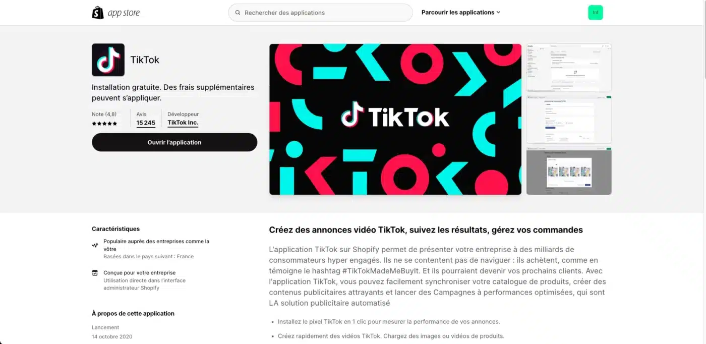 Intégration Tiktok Ads sur shopify