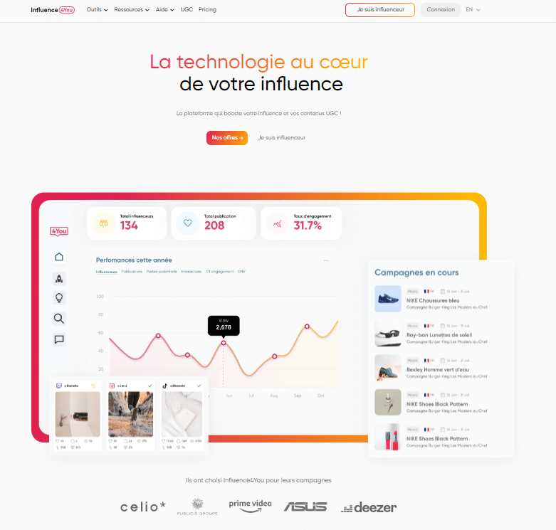 page accueil influence4you