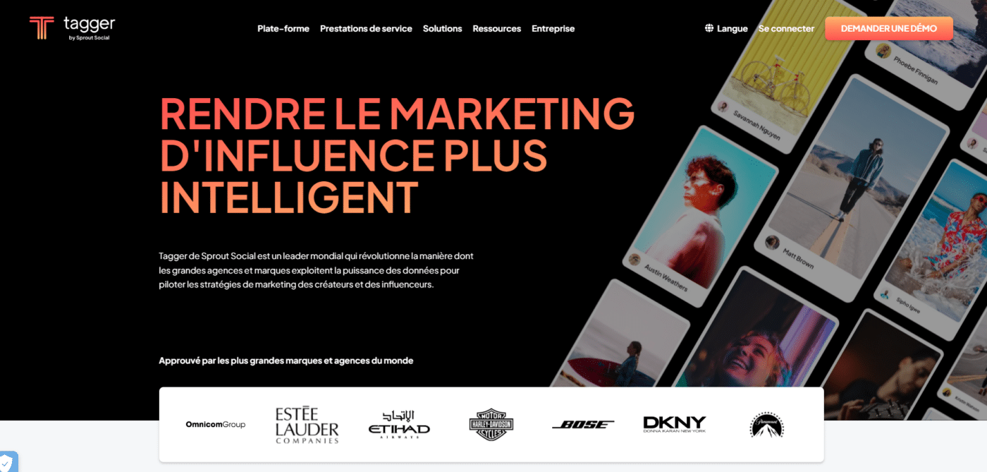 page accueil site tagger medias marketing influence