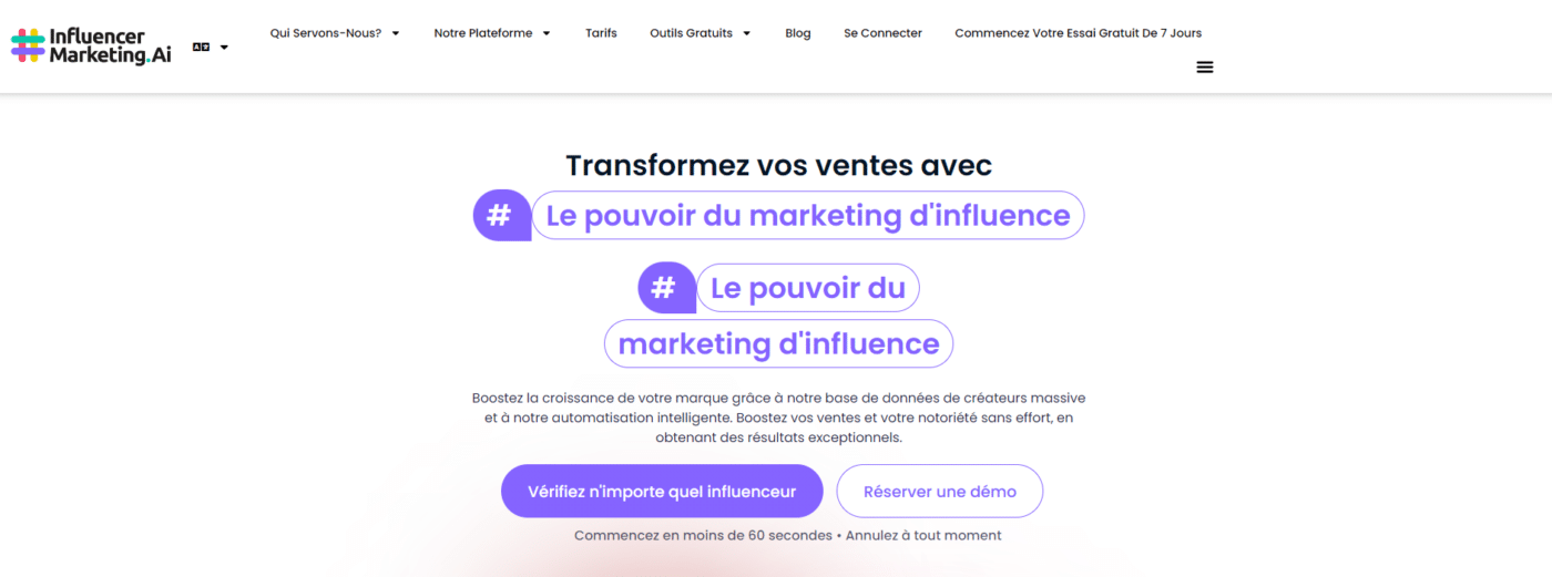 influencermarketing.ai page accueil