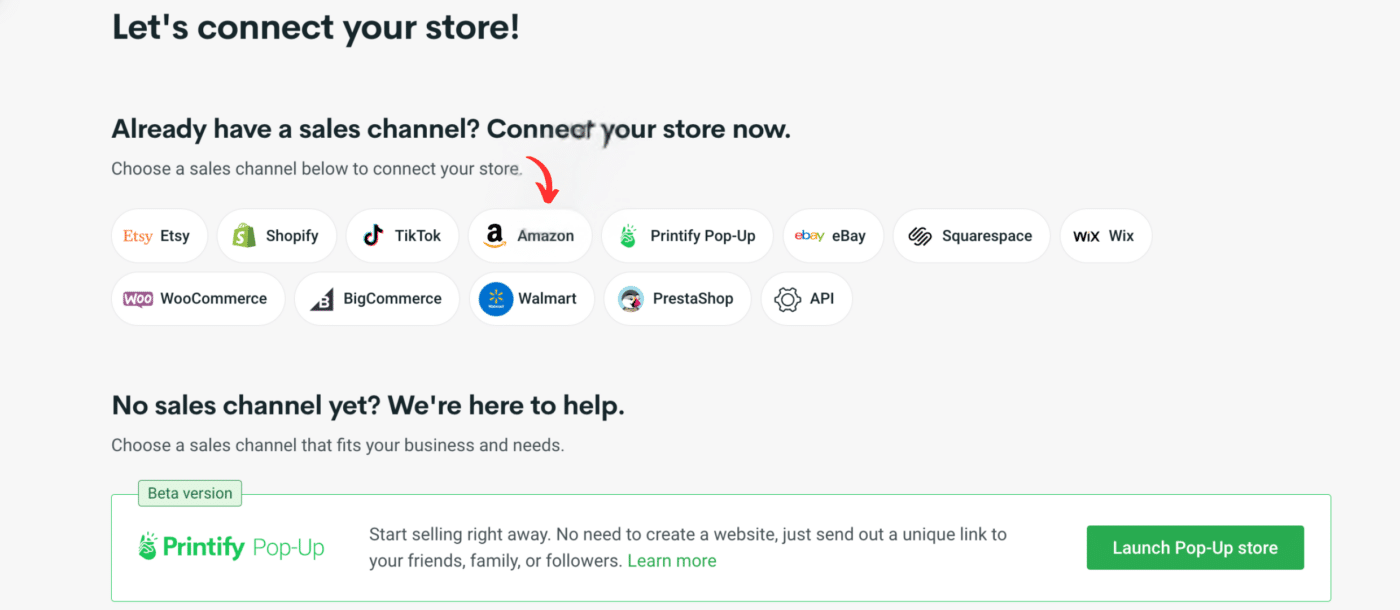 Étape 3 Connecter Printify à Amazon